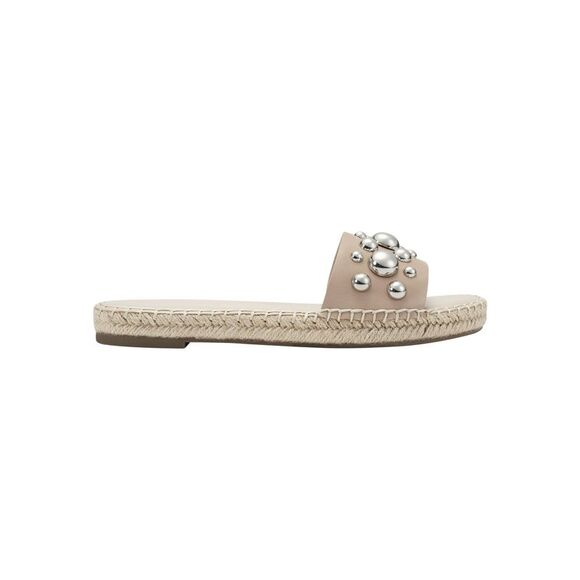 MARC FISHER Womens Beige Woven Cushioned Draya Square Toe Stiletto Slip On Leather Heeled M main image 1